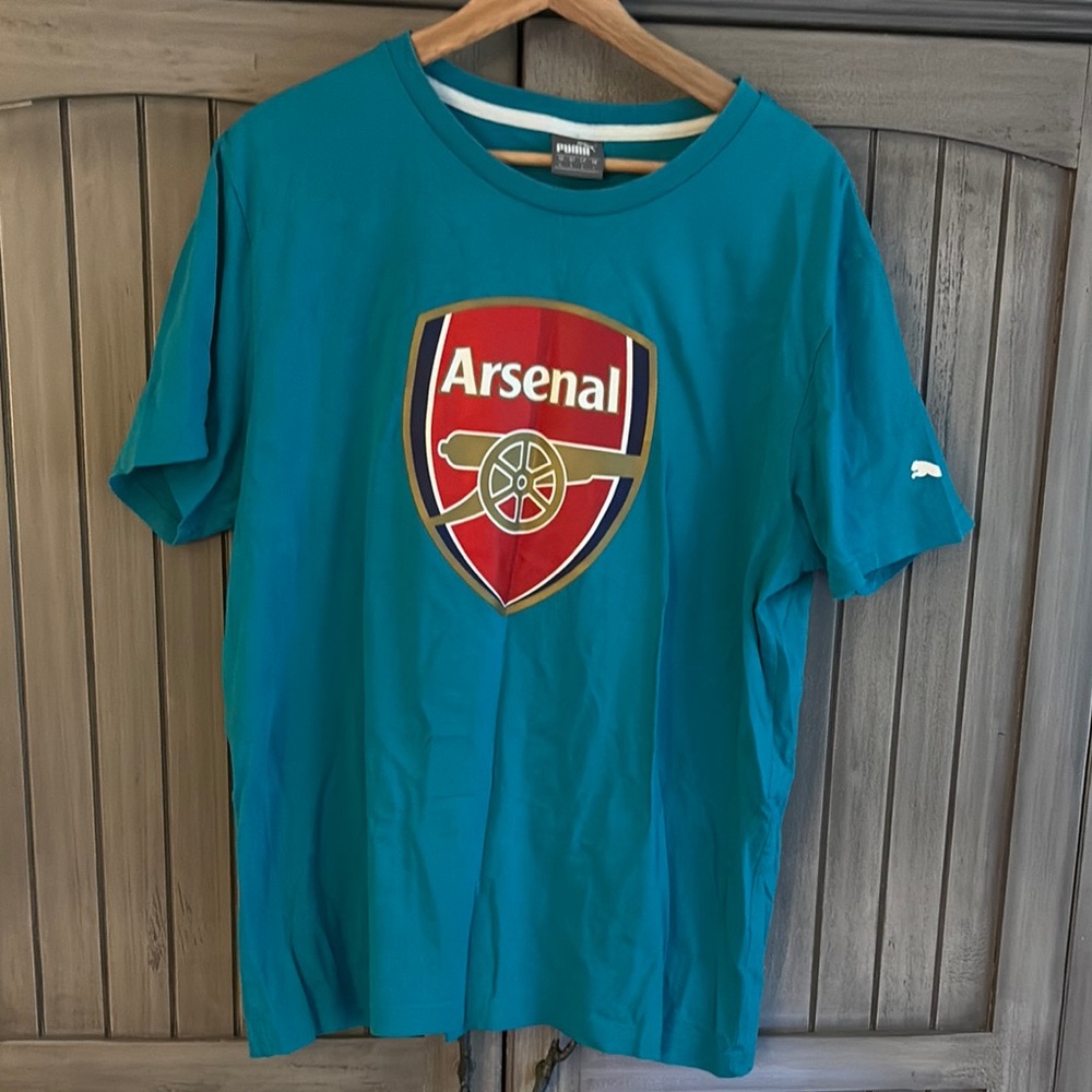 ARSENAL Puma Teal Crew Neck Cotton T-Shirt